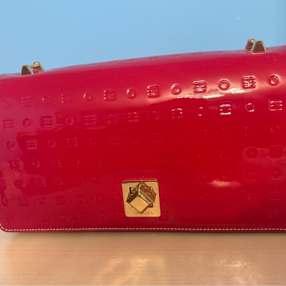 Arcadia Red Shoulder Bag with Gold Accents